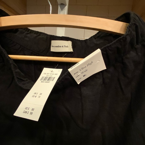 Abercrombie Linen-Blend Pull-On Pant Sz Medium Short Black NWT - Picture 2 of 4